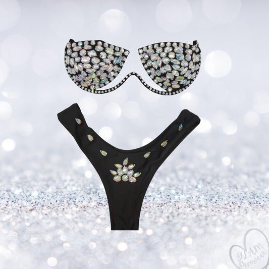 Crystal Muse Strapless Rhinestone Festival Bikini Set Luxury Ravewear by GLAM Ravewear