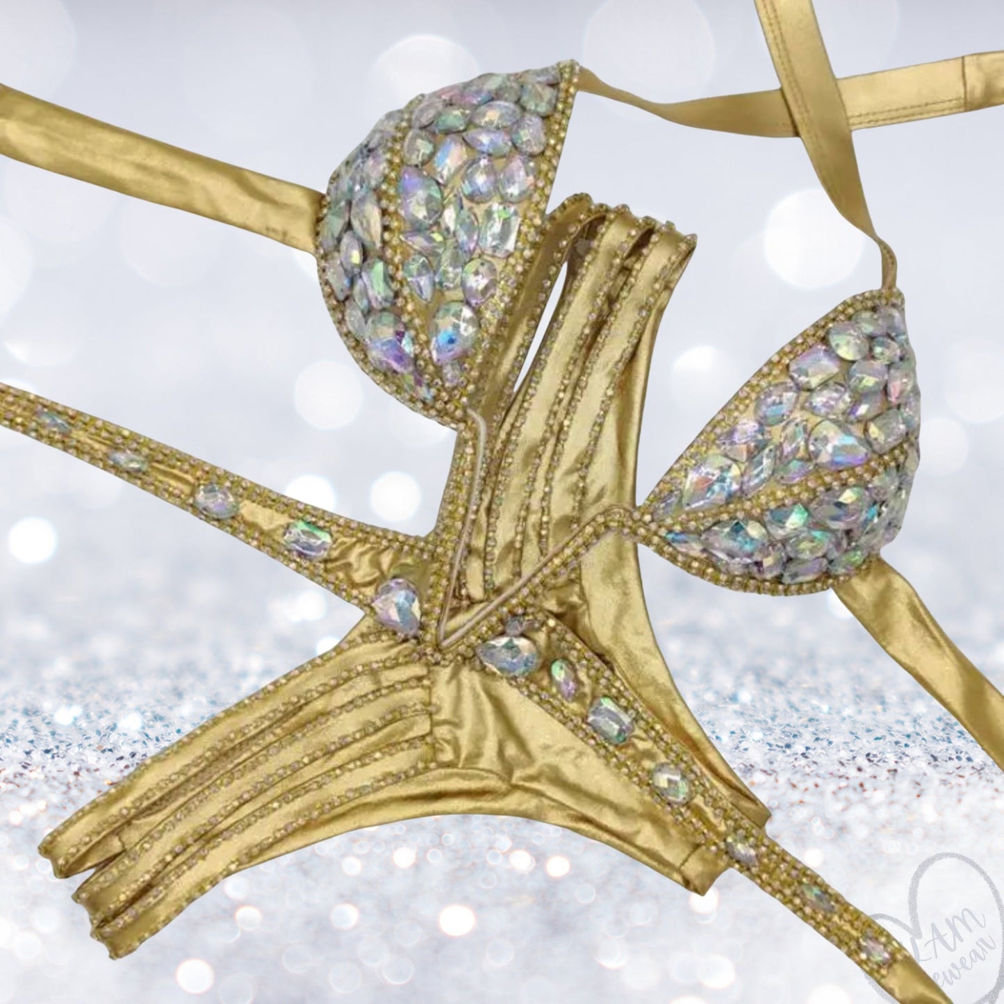 Glam Goddess V - Cut Rhinestone Bikini Set Luxury Ravewear by GLAM Ravewear