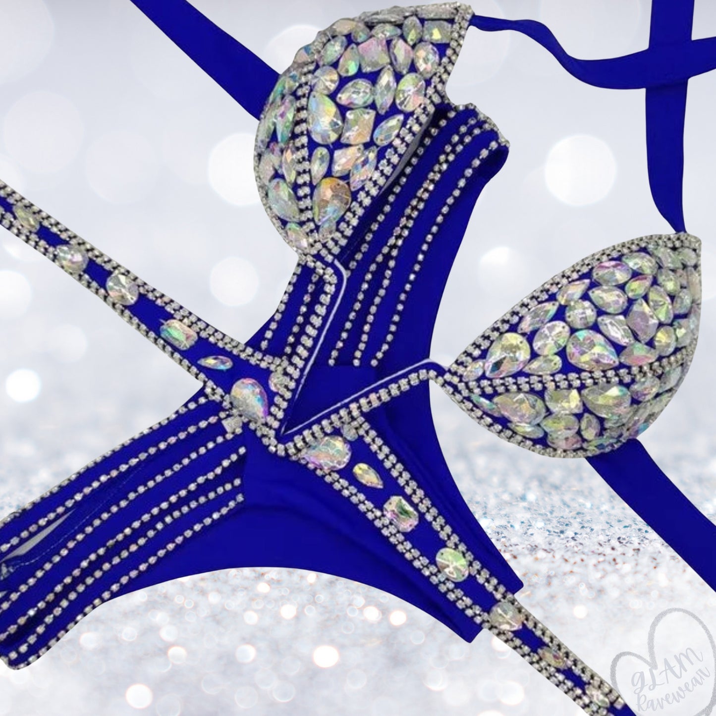 Glam Goddess V-Cut Rhinestone Bikini Set