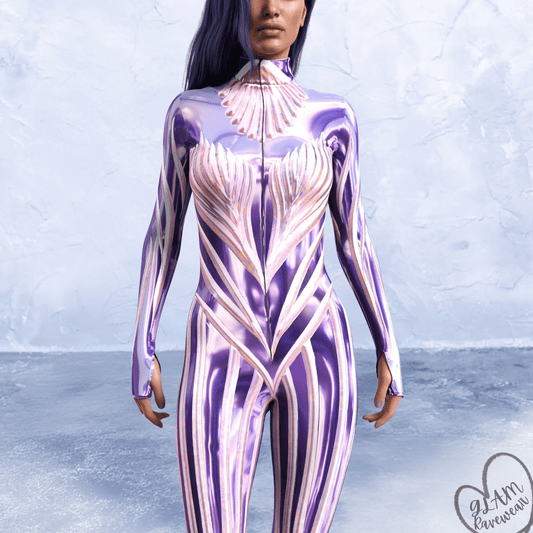 Amethyst Veil- Full Body Rave Catsuit