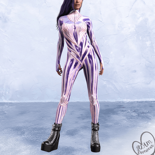 Amethyst Veil- Full Body Rave Catsuit