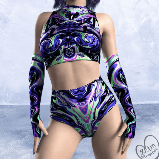 Cosmic Drip Set - 2 Piece Matching Rave Outfit Luxury Ravewear by GLAM Ravewear