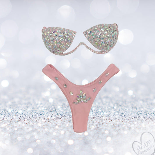 Crystal Muse Strapless Rhinestone Festival Bikini Set Luxury Ravewear by GLAM Ravewear