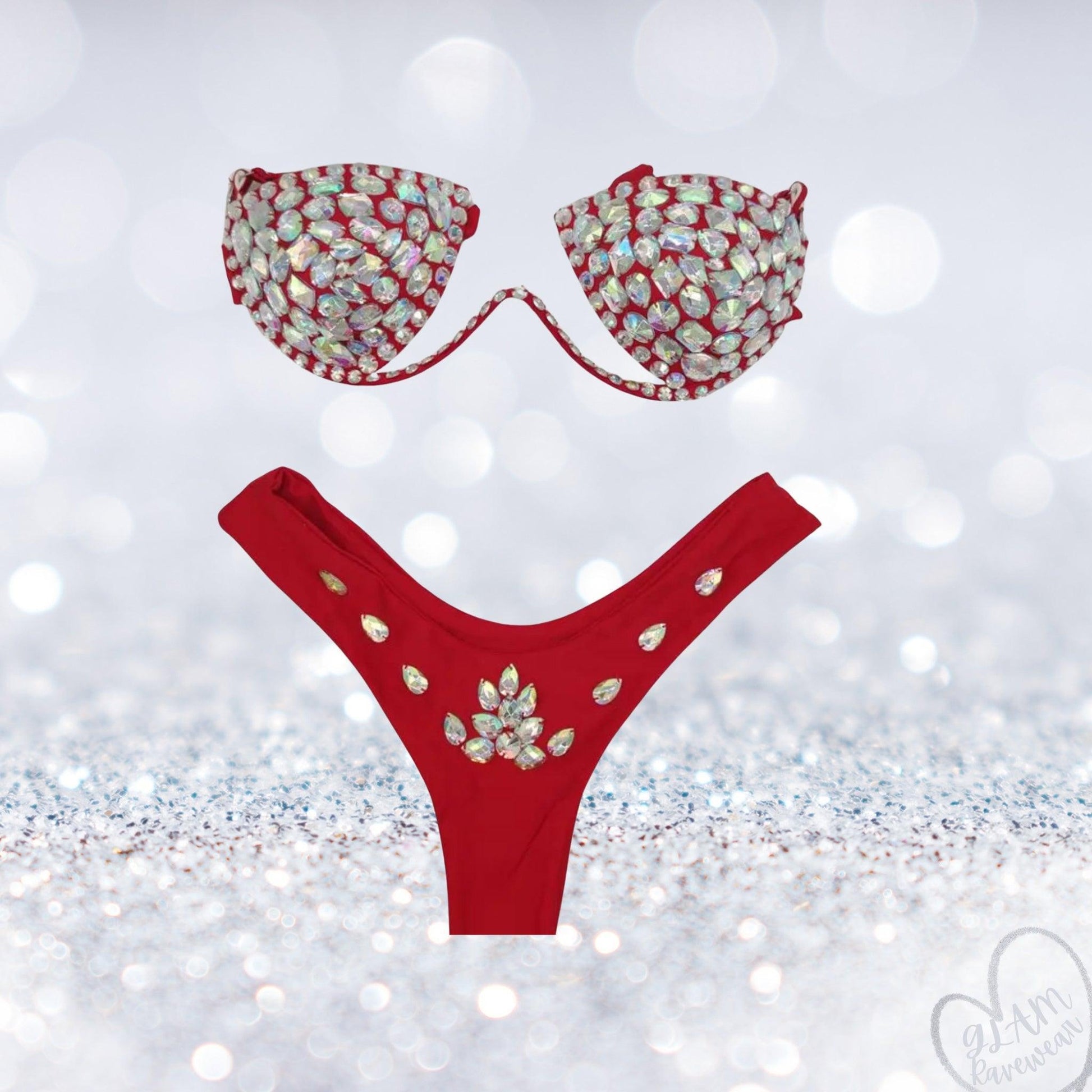 Crystal Muse Strapless Rhinestone Festival Bikini Set Luxury Ravewear by GLAM Ravewear