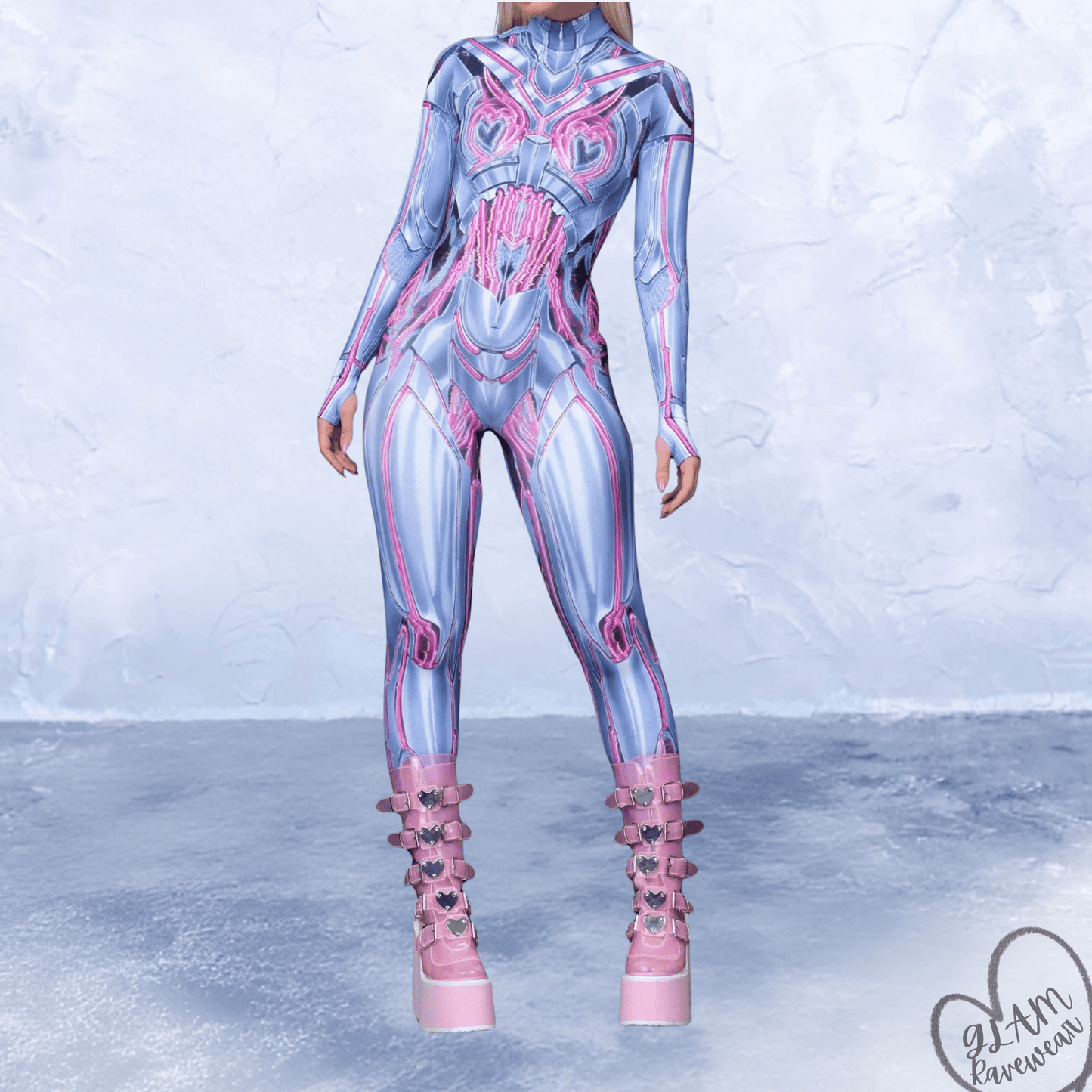cyber sweetheart psychedelic rave bodysuit detail close up fabric stretch futuristic ravewear