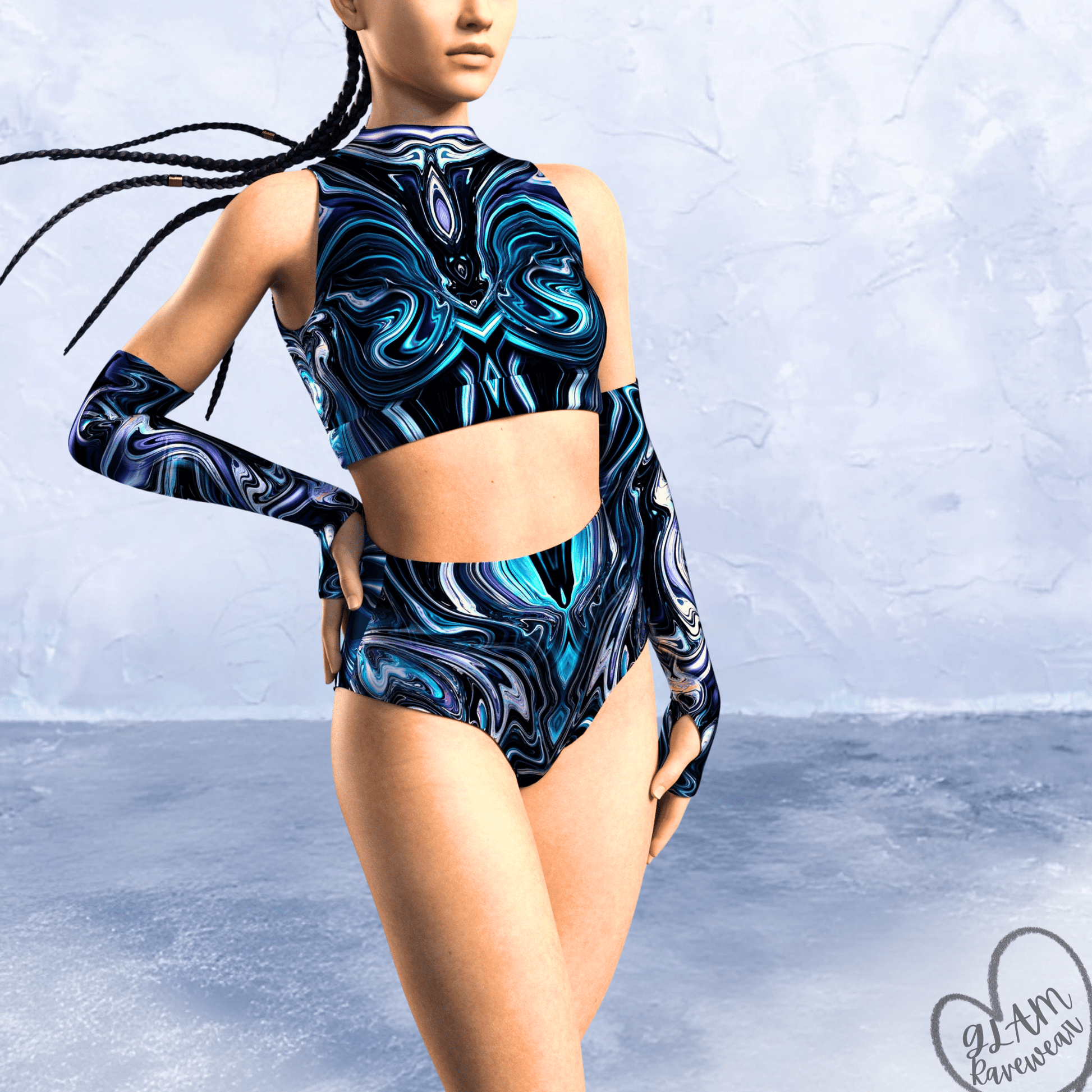 Dark Matter Set - 2 Piece Matching Rave Outfit Luxury Ravewear by GLAM Ravewear