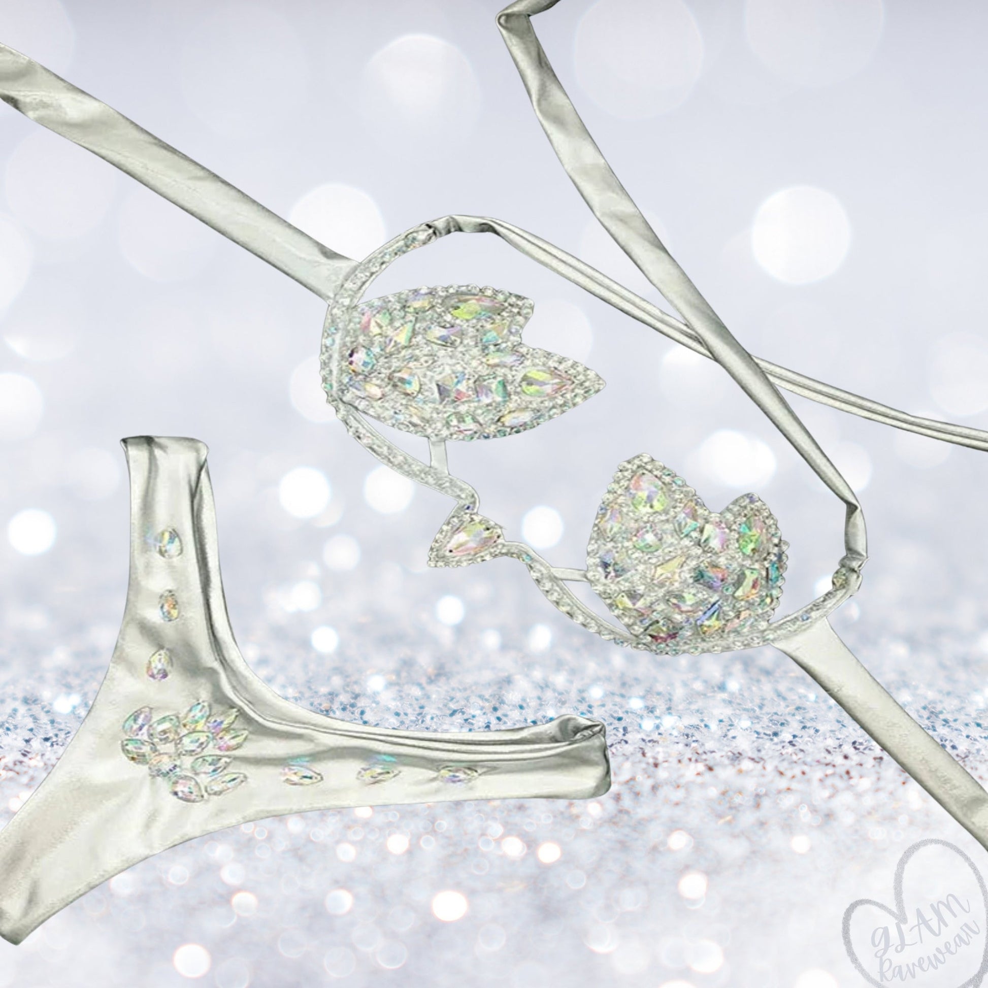 Diamond Dreams Rhinestone Bikini Set Luxury Ravewear by GLAM Ravewear