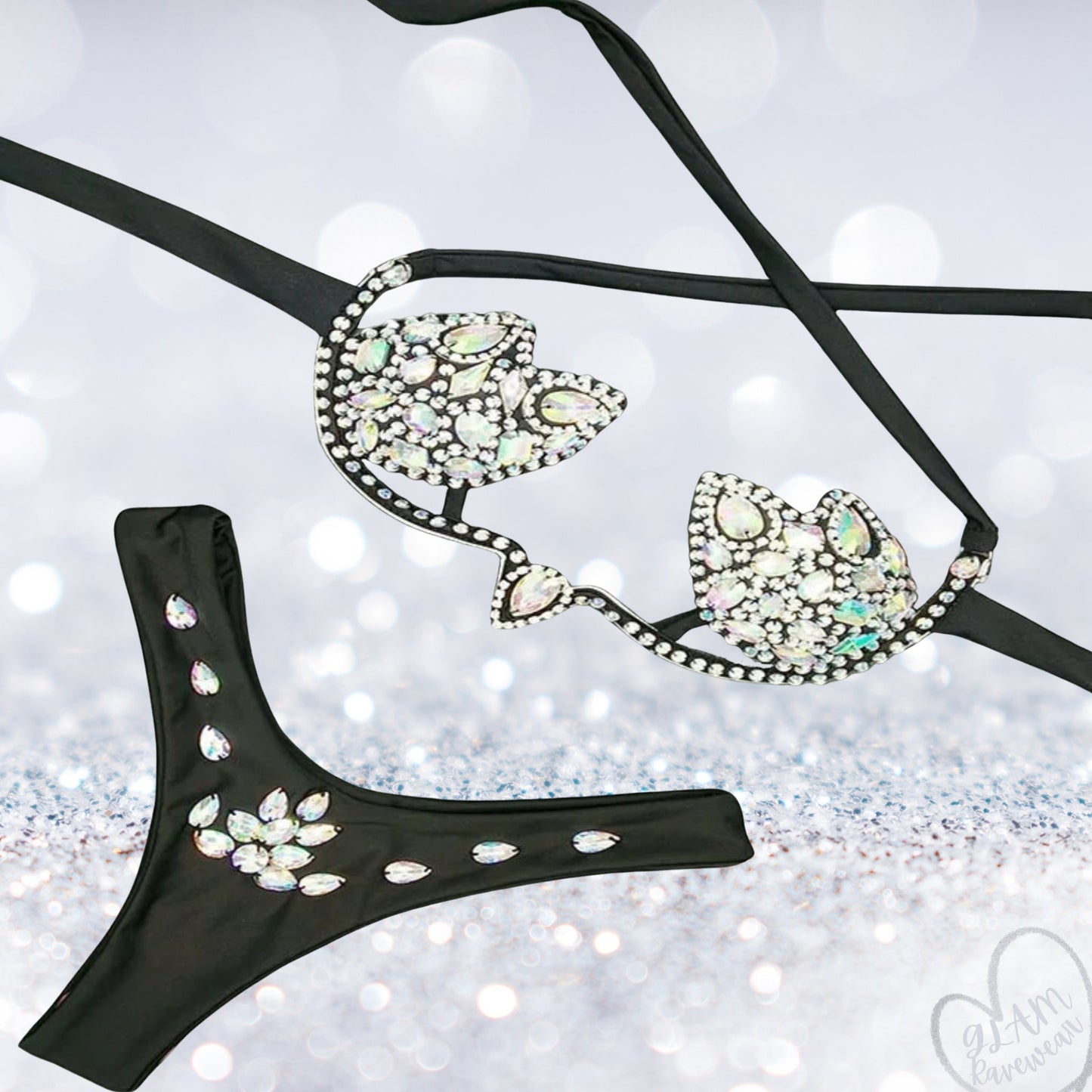 Diamond Dreams Rhinestone Bikini Set Luxury Ravewear by GLAM Ravewear