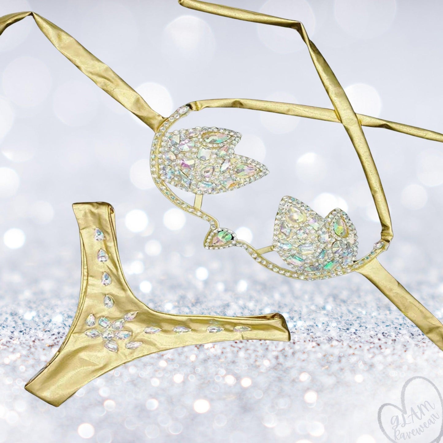 Diamond Dreams Rhinestone Bikini Set Luxury Ravewear by GLAM Ravewear