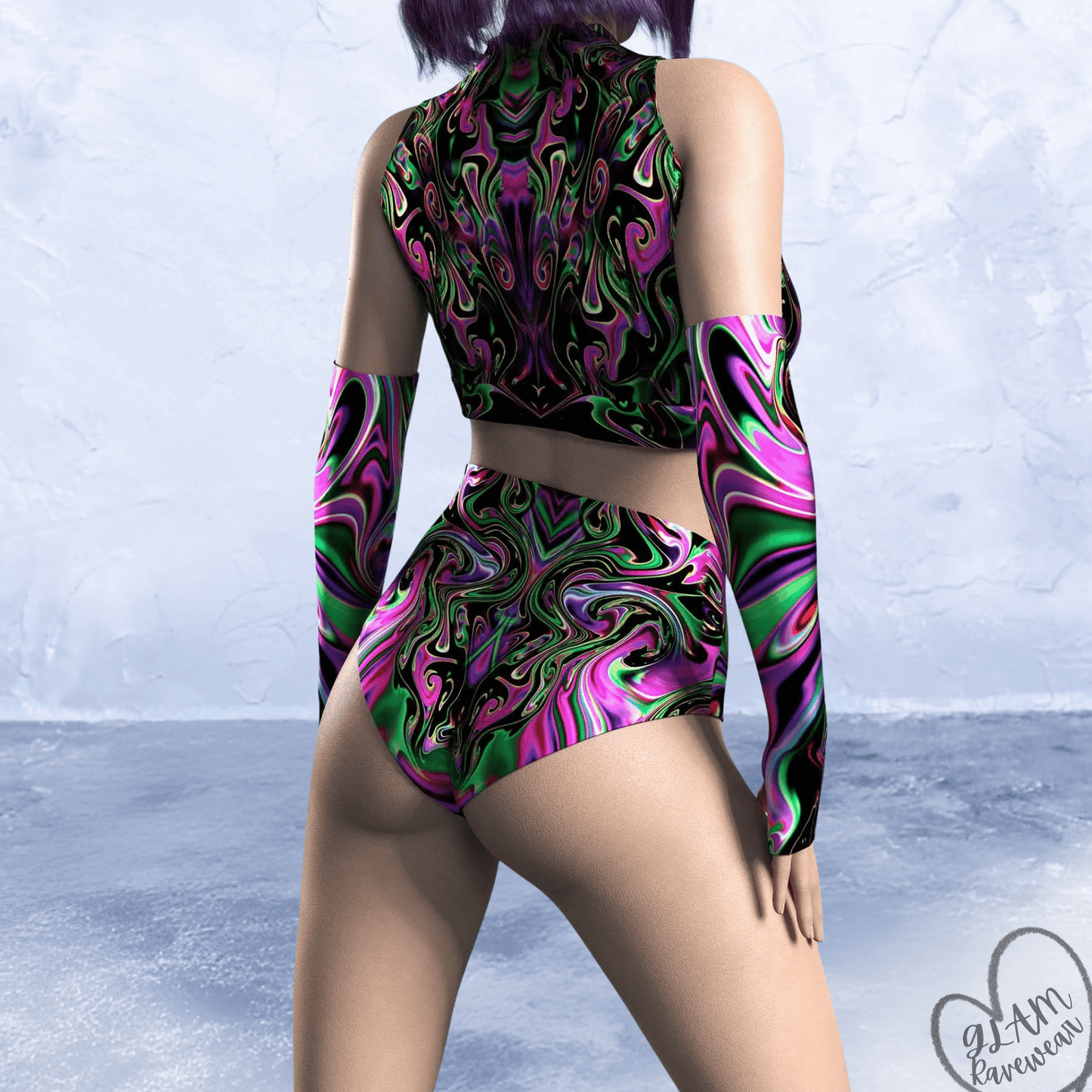 Electric Vortex Set – 2 Piece Matching Rave Outfit Luxury Ravewear by GLAM Ravewear