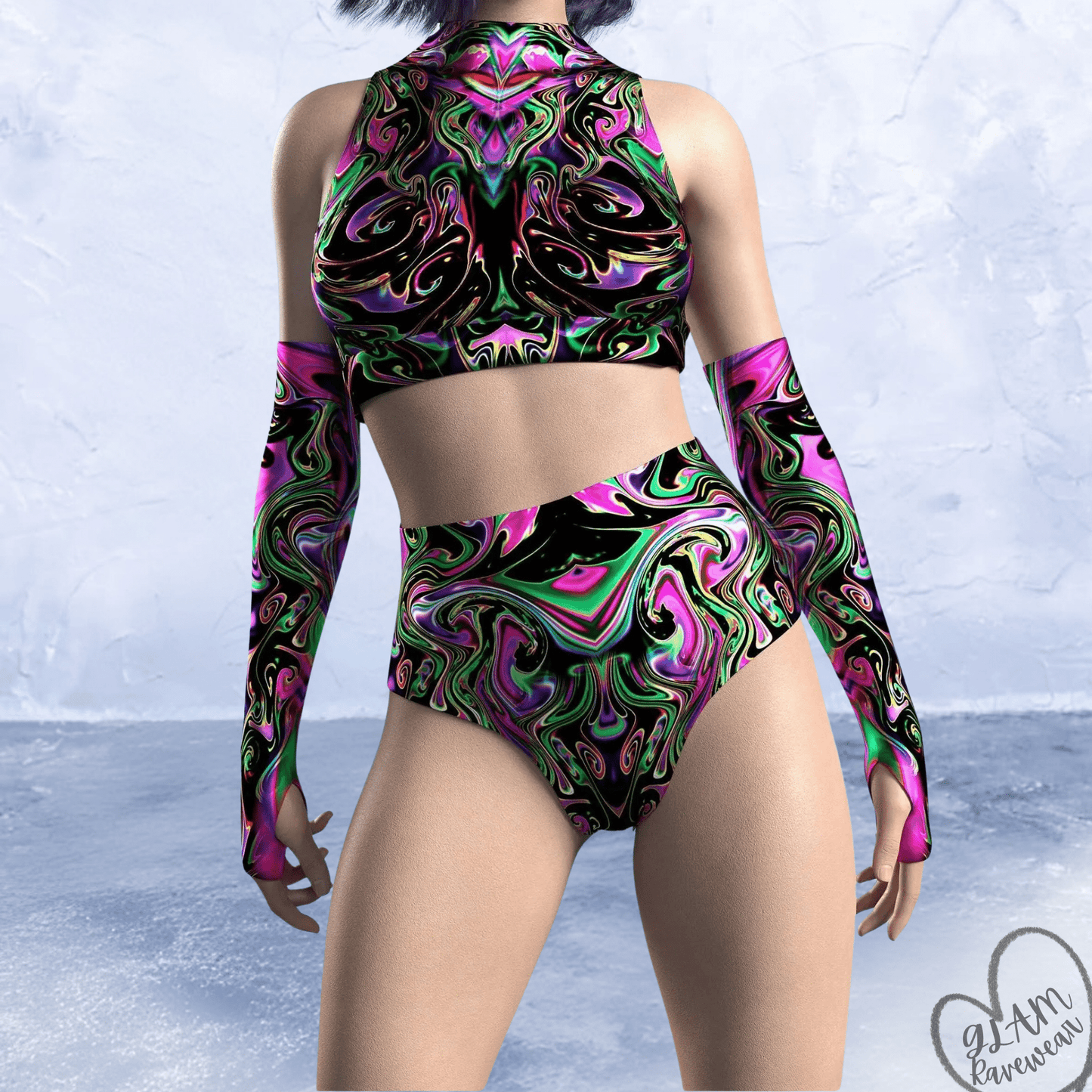 Electric Vortex Set – 2 Piece Matching Rave Outfit Luxury Ravewear by GLAM Ravewear