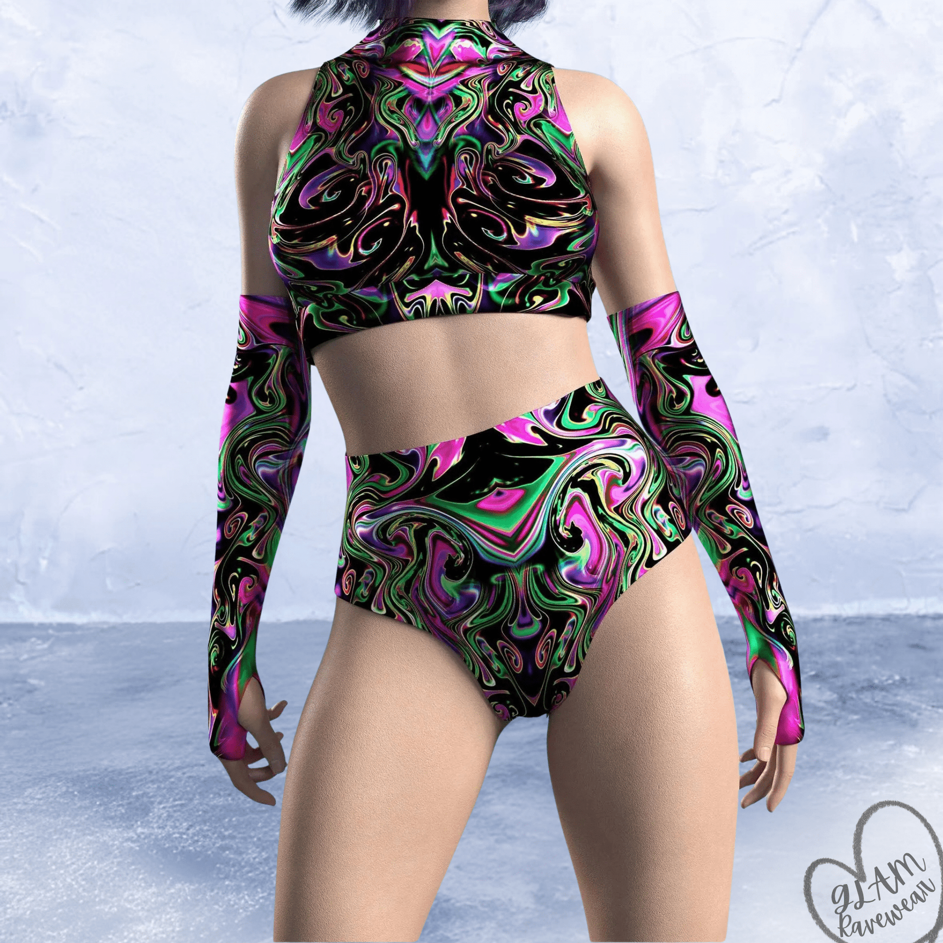 Electric Vortex Set – 2 Piece Matching Rave Outfit Luxury Ravewear by GLAM Ravewear