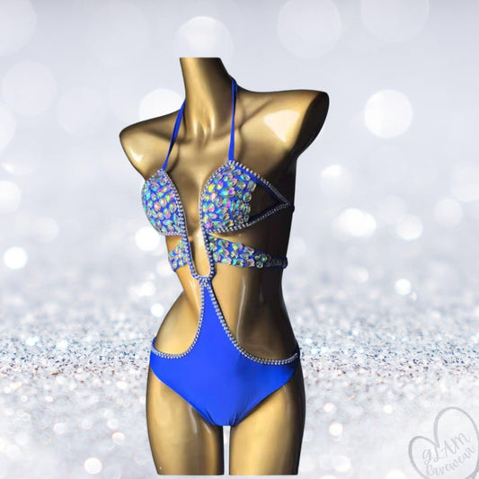 Glam Goddess Rhinestone One - Piece Rave Bodysuit Luxury Ravewear by GLAM Ravewear