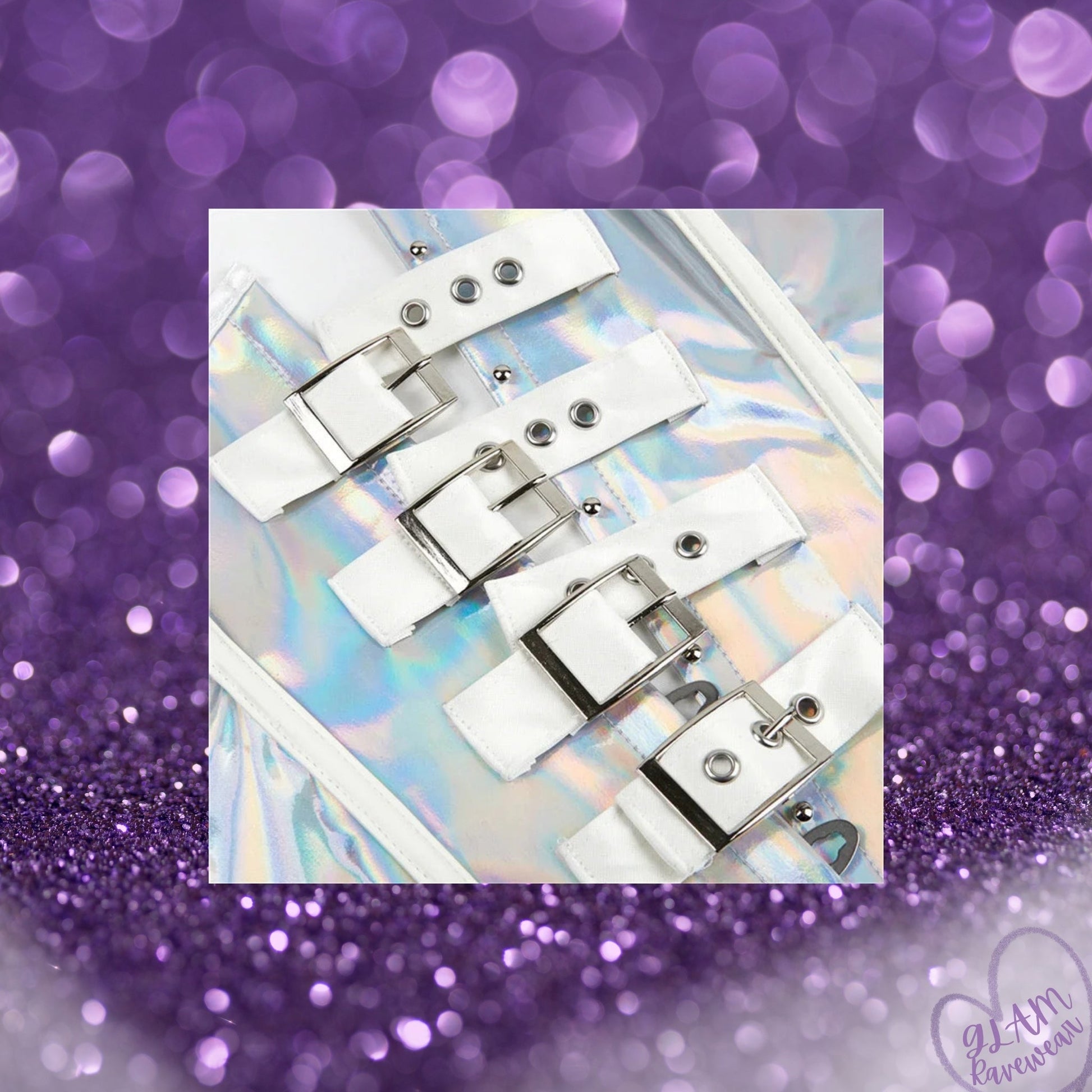 Holographic Rave Corset With Halter Strap Luxury Ravewear by GLAM Ravewear