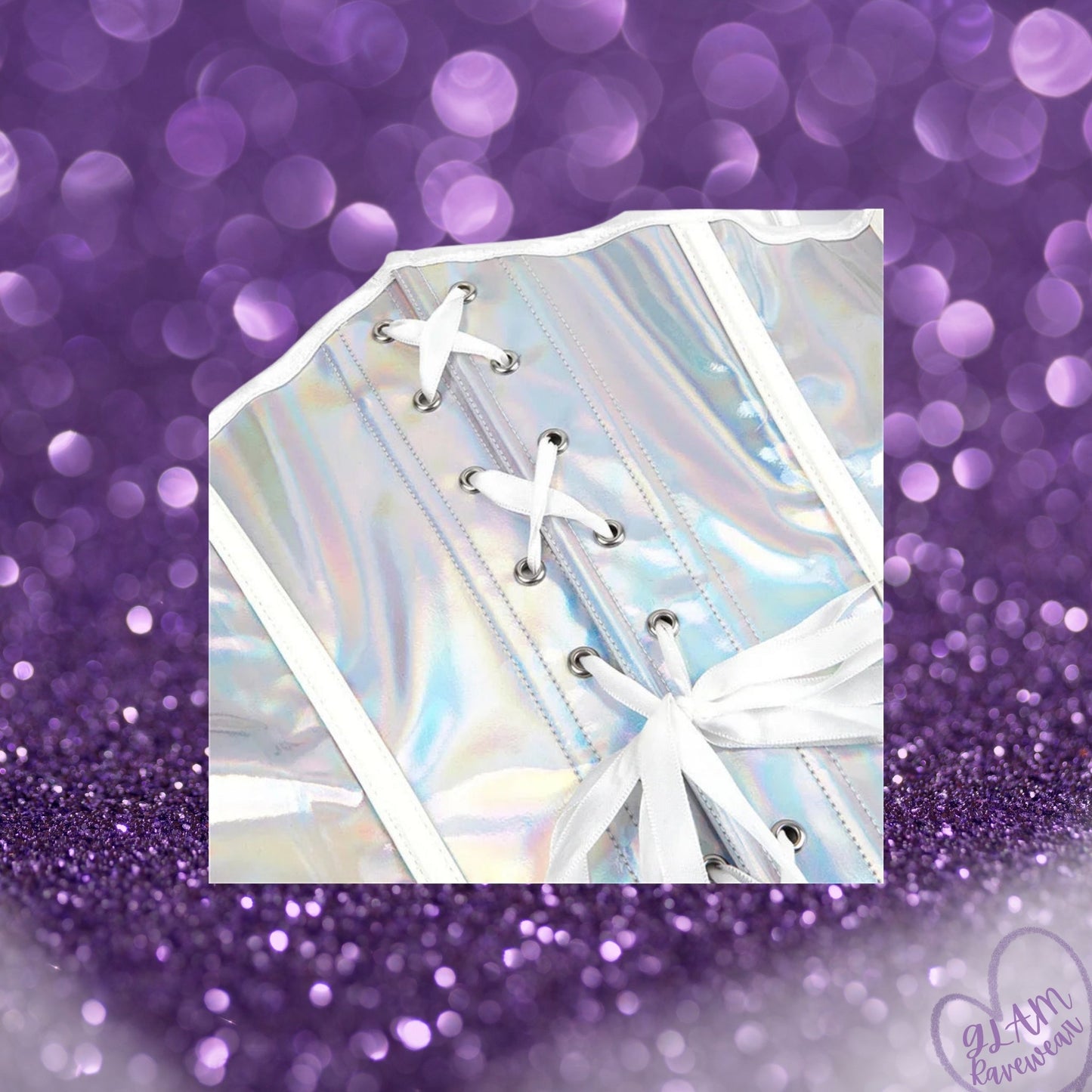 Holographic Rave Corset With Halter Strap Luxury Ravewear by GLAM Ravewear