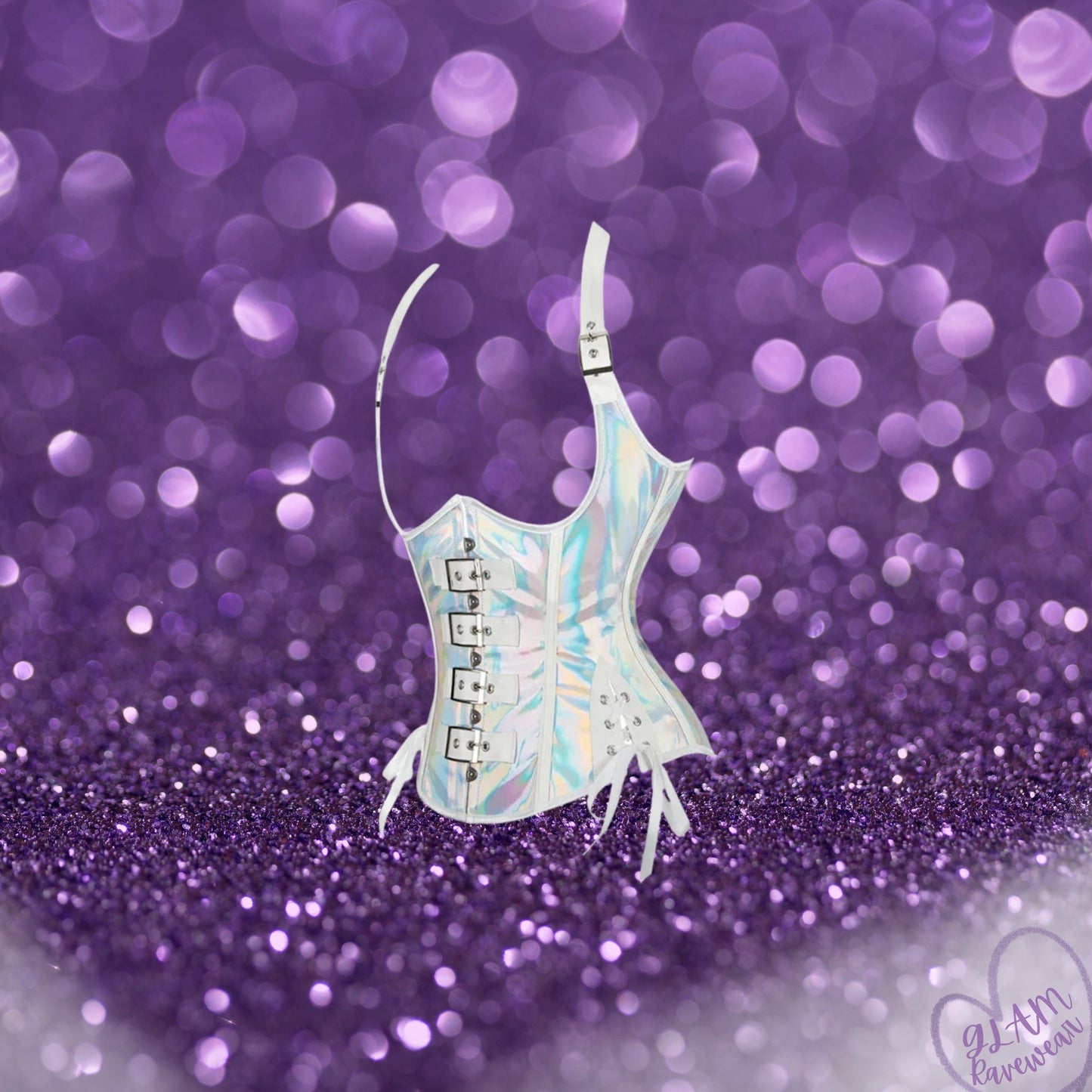 Holographic Rave Corset With Halter Strap Luxury Ravewear by GLAM Ravewear