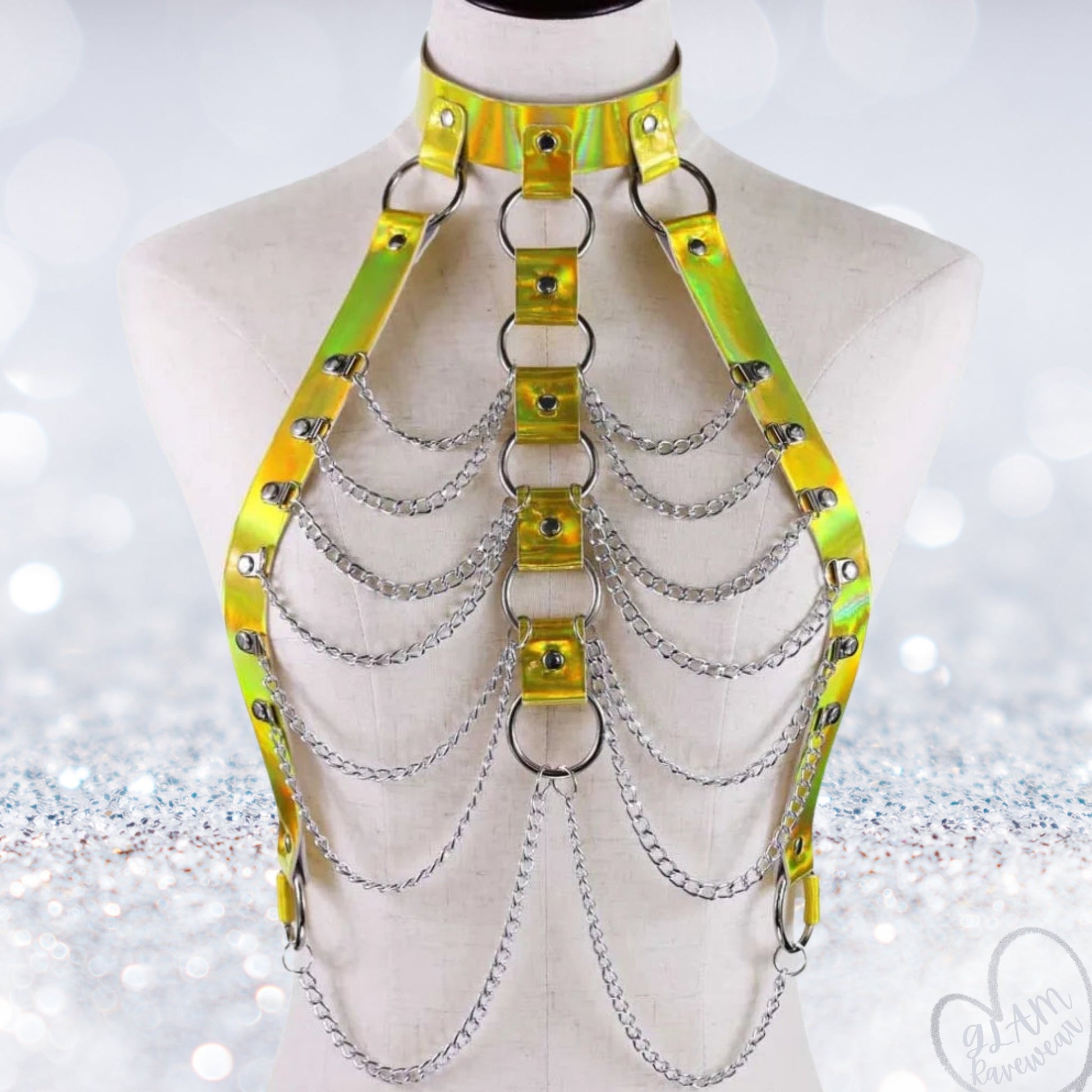 Holographic Rave Harness/ Body Chain Luxury Ravewear by GLAM Ravewear
