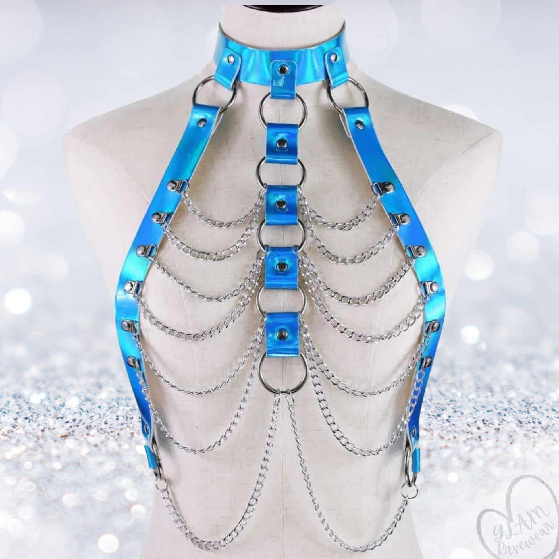 Holographic Rave Harness/ Body Chain Luxury Ravewear by GLAM Ravewear