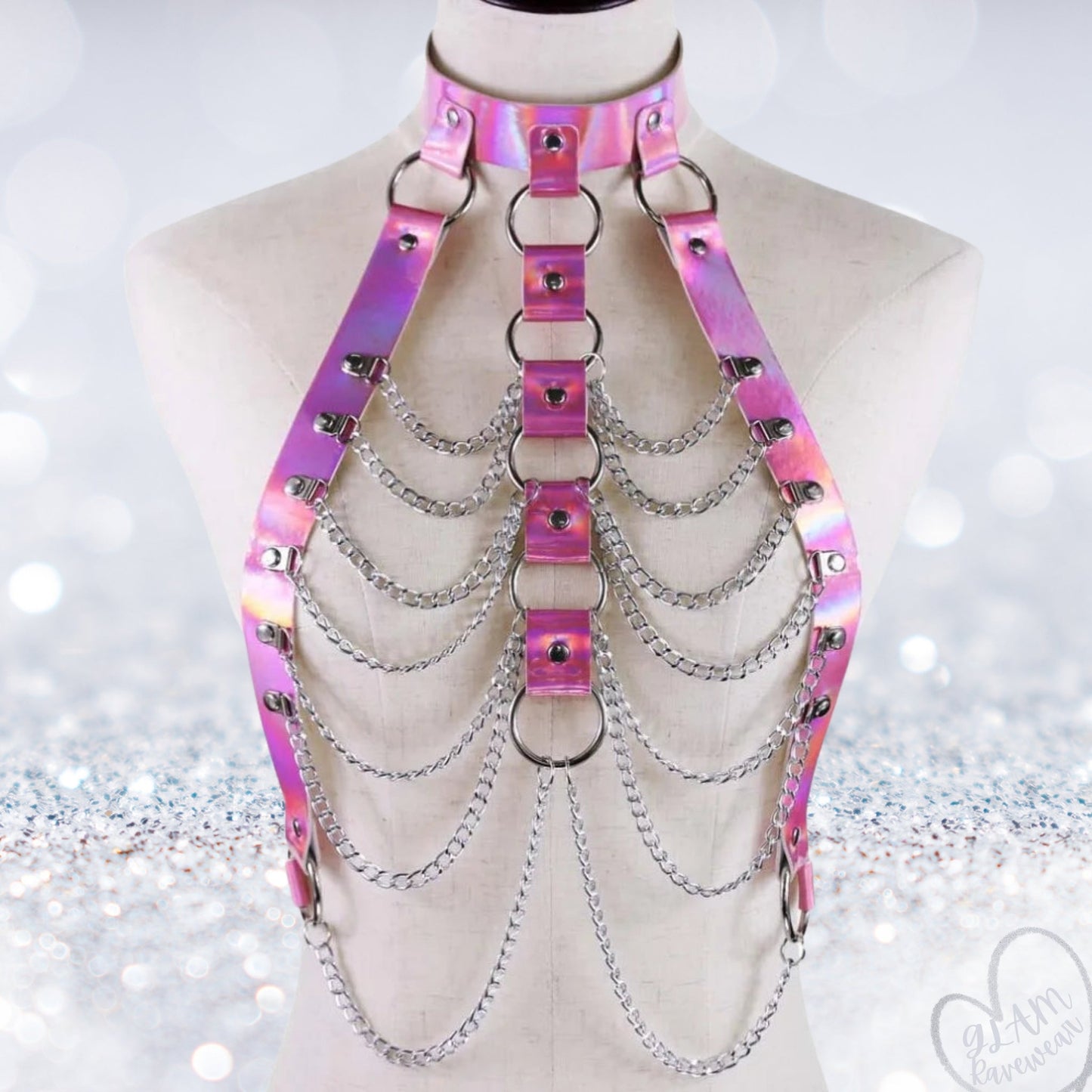 Holographic Rave Harness/ Body Chain Luxury Ravewear by GLAM Ravewear