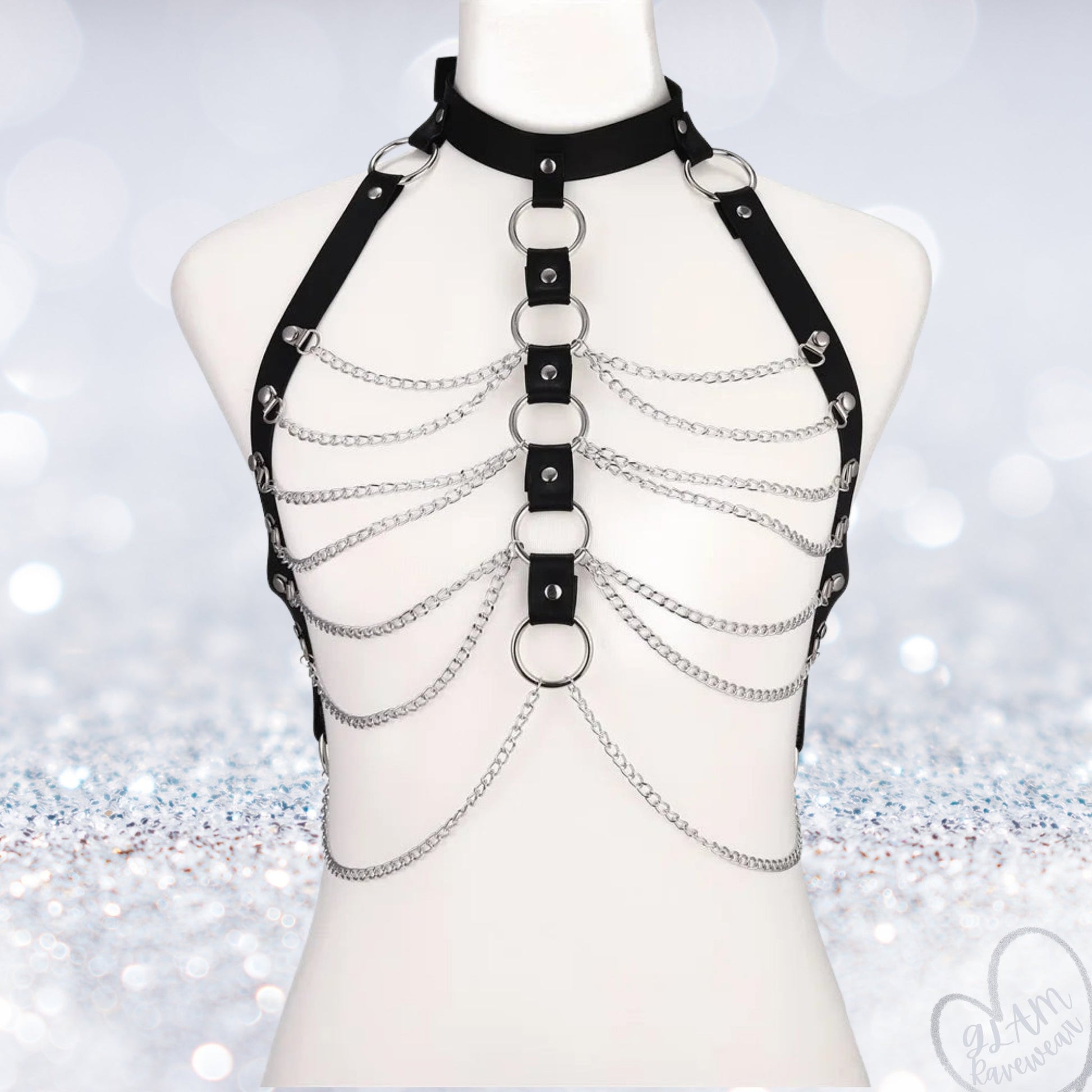 Holographic Rave Harness/ Body Chain Luxury Ravewear by GLAM Ravewear