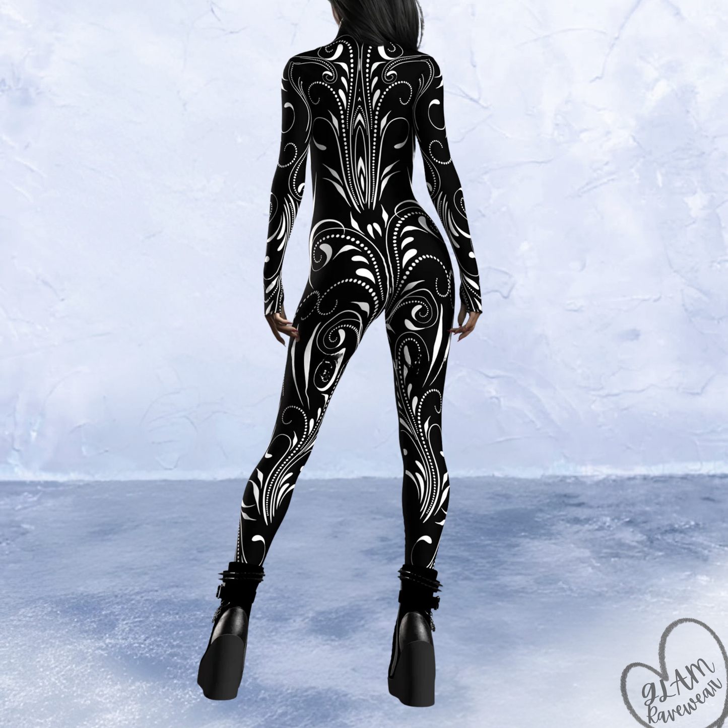 full body psychedelic rave catsuit nocturnal bliss back view