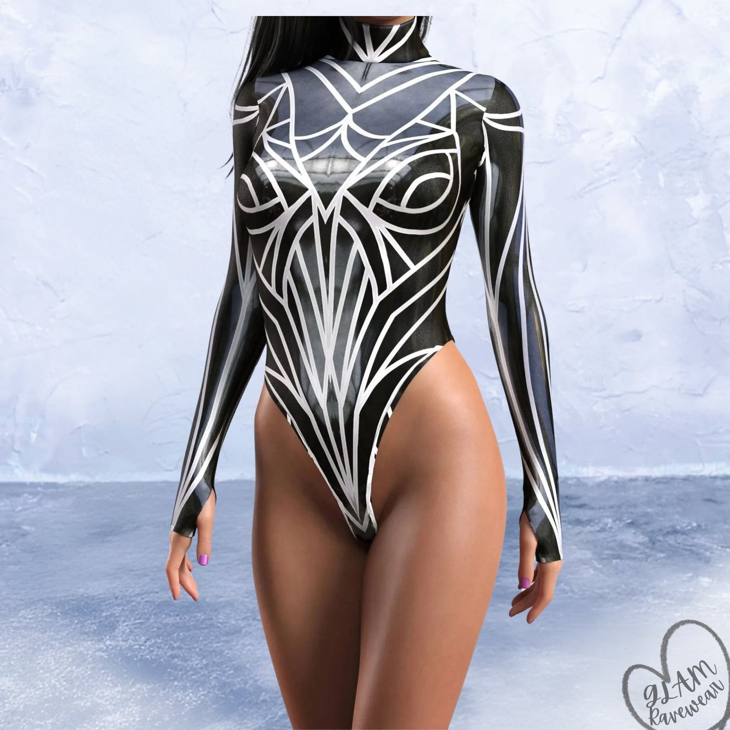Starstruck Long Sleeve Rave Bodysuit Luxury Ravewear by GLAM Ravewear