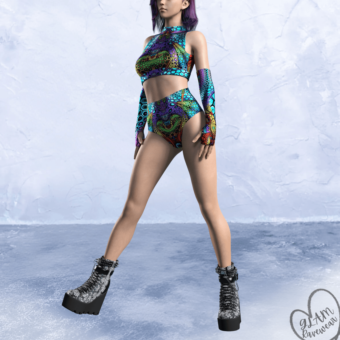 Trance Theory Set - 2 Piece Matching Rave Outfit Luxury Ravewear by GLAM Ravewear